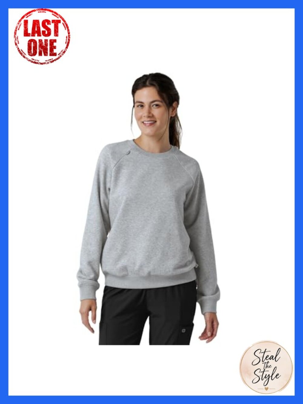 WINK Women's French Terry Pullover Sweatshirt Crew Neck Long Sleeve
